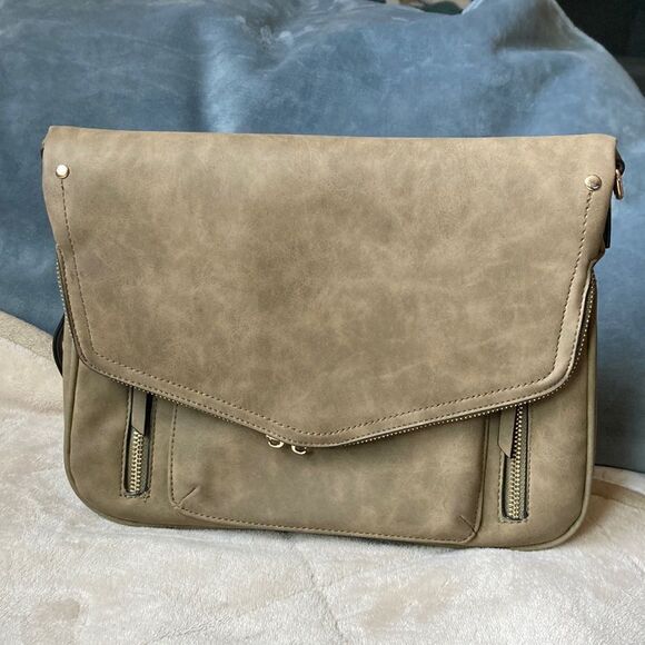Olive Green Satchel Messenger Crossbody Bag - Picture 2 of 15